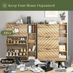 Shoe Cabinet with 3 Flip Drawers & Open Shelves,Modern Entryway Shoe Storage Cabinet Slim, Narrow Hidden Shoe Rack