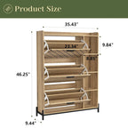 Shoe Cabinet with 3 Flip Drawers & Open Shelves,Modern Entryway Shoe Storage Cabinet Slim, Narrow Hidden Shoe Rack