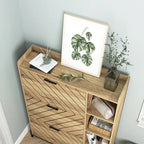 Shoe Cabinet with 3 Flip Drawers & Open Shelves,Modern Entryway Shoe Storage Cabinet Slim, Narrow Hidden Shoe Rack