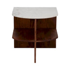 Sagebrook Home Modern Neutral Wood/Marble Brown 20  Half Round Side Accent Table - 20  x 20  x 20  - 20  x 20  x 20