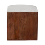 Sagebrook Home Modern Neutral Wood/Marble Brown 20  Half Round Side Accent Table - 20  x 20  x 20  - 20  x 20  x 20