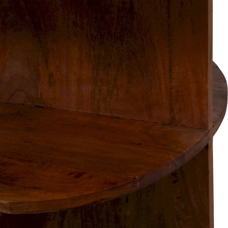 Sagebrook Home Modern Neutral Wood/Marble Brown 20  Half Round Side Accent Table - 20  x 20  x 20  - 20  x 20  x 20