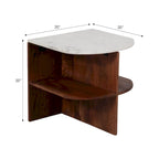 Sagebrook Home Modern Neutral Wood/Marble Brown 20  Half Round Side Accent Table - 20  x 20  x 20  - 20  x 20  x 20