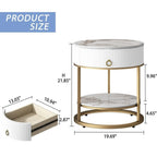 Round Side Table with Drawer - 19.69 D x 19.69 W x 21.85 H