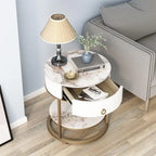 Round Side Table with Drawer - 19.69 D x 19.69 W x 21.85 H