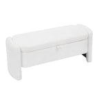 Oval Ottoman Storage Chenille Fabric Bench with Large Storage Space
