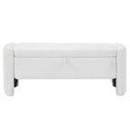 Oval Ottoman Storage Chenille Fabric Bench with Large Storage Space