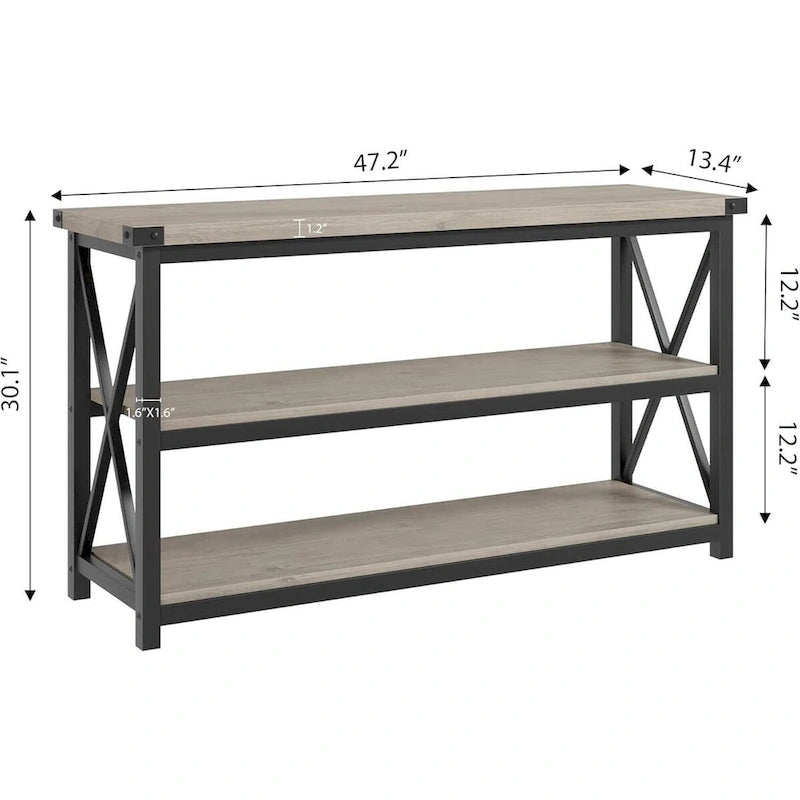 47.2  3 Tier Narrow Entryway Table, Console Table with Metal Frame