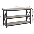 47.2  3 Tier Narrow Entryway Table, Console Table with Metal Frame