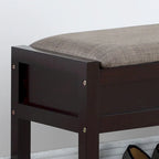 Fabric Seating Wood Bench with Shoe Storage