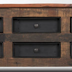 Wilton Brown Wood w/ 12 Black Metal Drawers Coffee Table