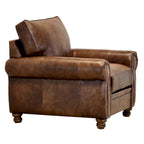 Made in USA Cabot Brown Top Grain Leather Sofa and Chair Set