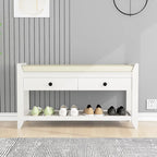 Entryway Storage Shoe Rack Bench with Cushioned Seat and Drawers