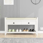Entryway Storage Shoe Rack Bench with Cushioned Seat and Drawers