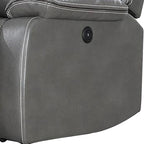 Leatherette Power Motion Sofa with Contrast Stitching, Gray