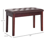 Faux Leather Button Tufted Bench with Storage and Wooden Frame