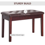 Faux Leather Button Tufted Bench with Storage and Wooden Frame