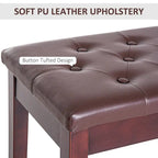 Faux Leather Button Tufted Bench with Storage and Wooden Frame