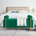 Upholstered Linen Storage Bench with Cylindrical Arms