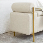 Upholstered Linen Storage Bench with Cylindrical Arms