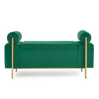 Upholstered Linen Storage Bench with Cylindrical Arms