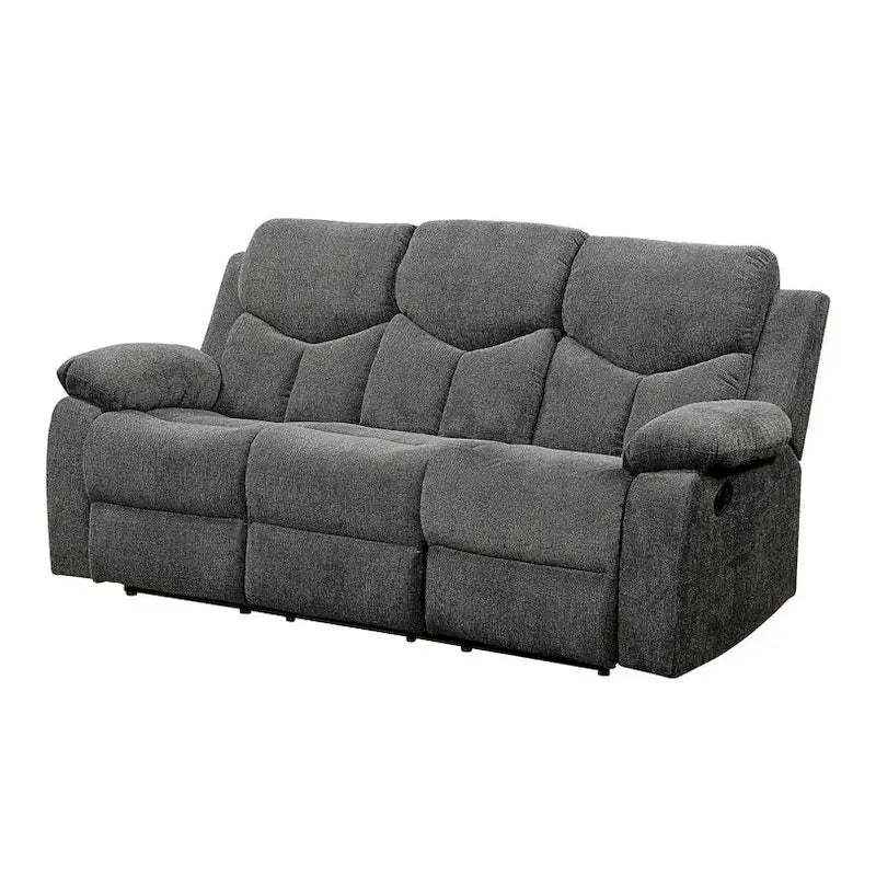 HomeRoots 82  Gray Chenille Reclining Sofa With Black Legs - 82