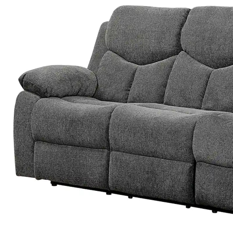 HomeRoots 82  Gray Chenille Reclining Sofa With Black Legs - 82