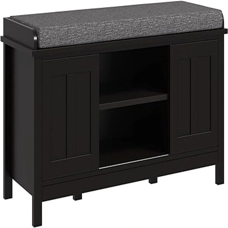 Shoe Bench Storage Ottoman with Sliding Doors - 15.75 D x 44 W x 19.75 H