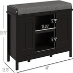 Shoe Bench Storage Ottoman with Sliding Doors - 15.75 D x 44 W x 19.75 H