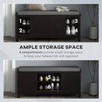 Shoe Bench Storage Ottoman with Sliding Doors - 15.75 D x 44 W x 19.75 H
