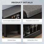 Shoe Bench Storage Ottoman with Sliding Doors - 15.75 D x 44 W x 19.75 H