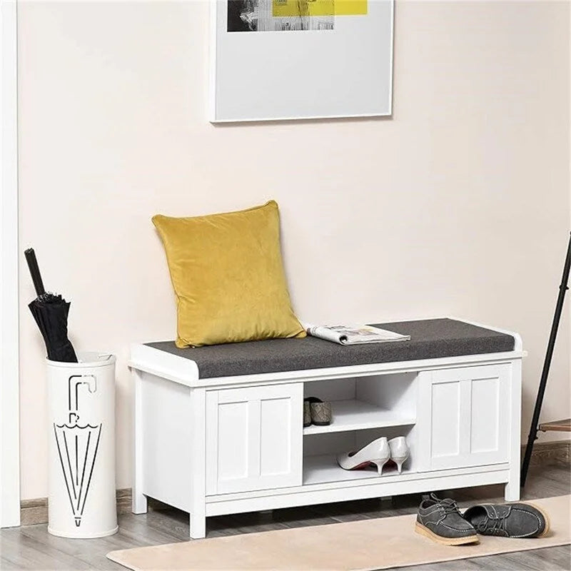Shoe Bench Storage Ottoman with Sliding Doors - 15.75 D x 44 W x 19.75 H
