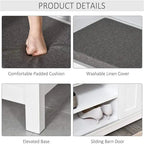 Shoe Bench Storage Ottoman with Sliding Doors - 15.75 D x 44 W x 19.75 H