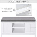 Shoe Bench Storage Ottoman with Sliding Doors - 15.75 D x 44 W x 19.75 H