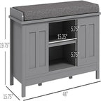 Shoe Bench Storage Ottoman with Sliding Doors - 15.75 D x 44 W x 19.75 H