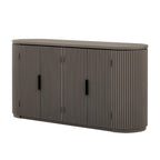 Vertical Striped Door Storage Cabinet with Metal Handles, Adjustable, Suitable for Study, Entryway and Living Room