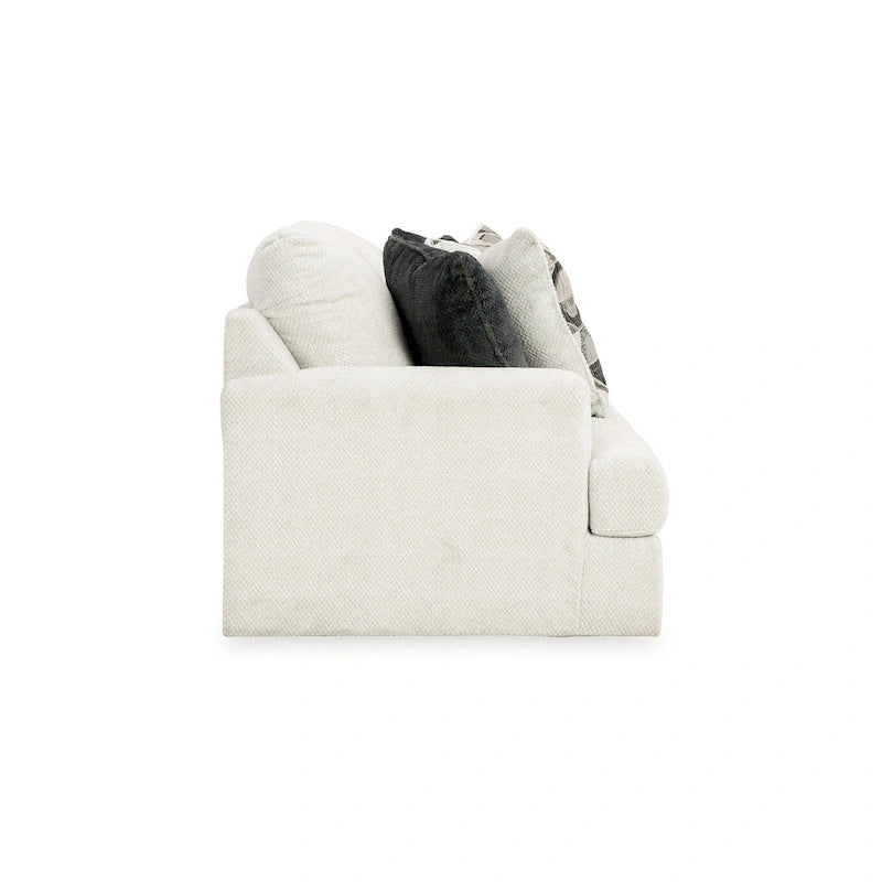 Henly 96 Inch Sofa, Oversized, 4 Accent Pillows, Soft White Polyester