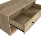 Storage Bench Beji, Lower Shelf, Two Drawers, Light Oak Finish,High quality and durable