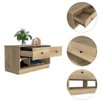 Storage Bench Beji, Lower Shelf, Two Drawers, Light Oak Finish,High quality and durable