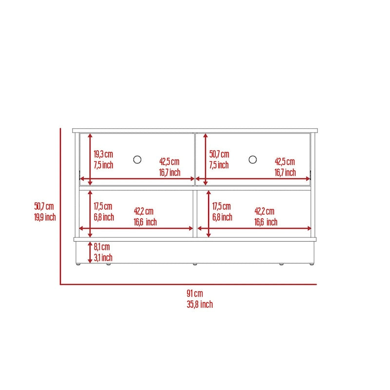 Storage Bench Beji, Lower Shelf, Two Drawers, Light Oak Finish,High quality and durable