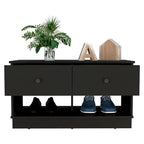 Storage Bench Beji, Lower Shelf, Two Drawers, Light Oak Finish,High quality and durable