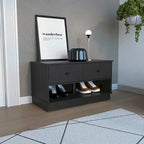 Storage Bench Beji, Lower Shelf, Two Drawers, Light Oak Finish,High quality and durable