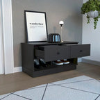 Storage Bench Beji, Lower Shelf, Two Drawers, Light Oak Finish,High quality and durable