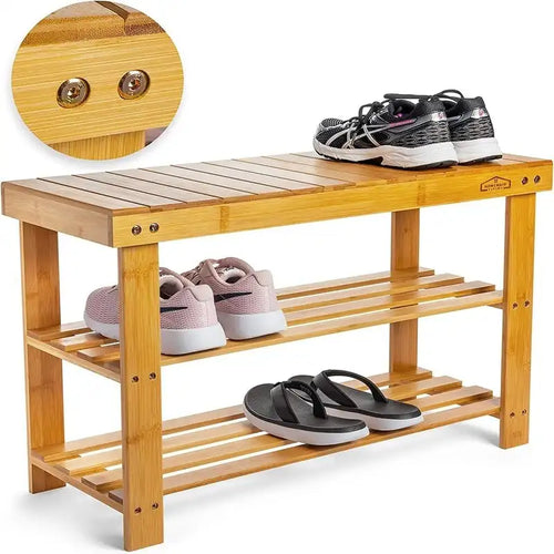 3 Tier Shoe Rack Small Bench - 11 D x 27.6 W x 17.7 H