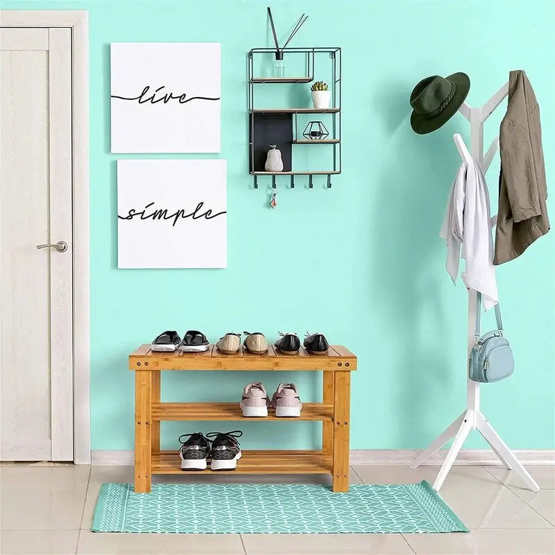 3 Tier Shoe Rack Small Bench - 11 D x 27.6 W x 17.7 H