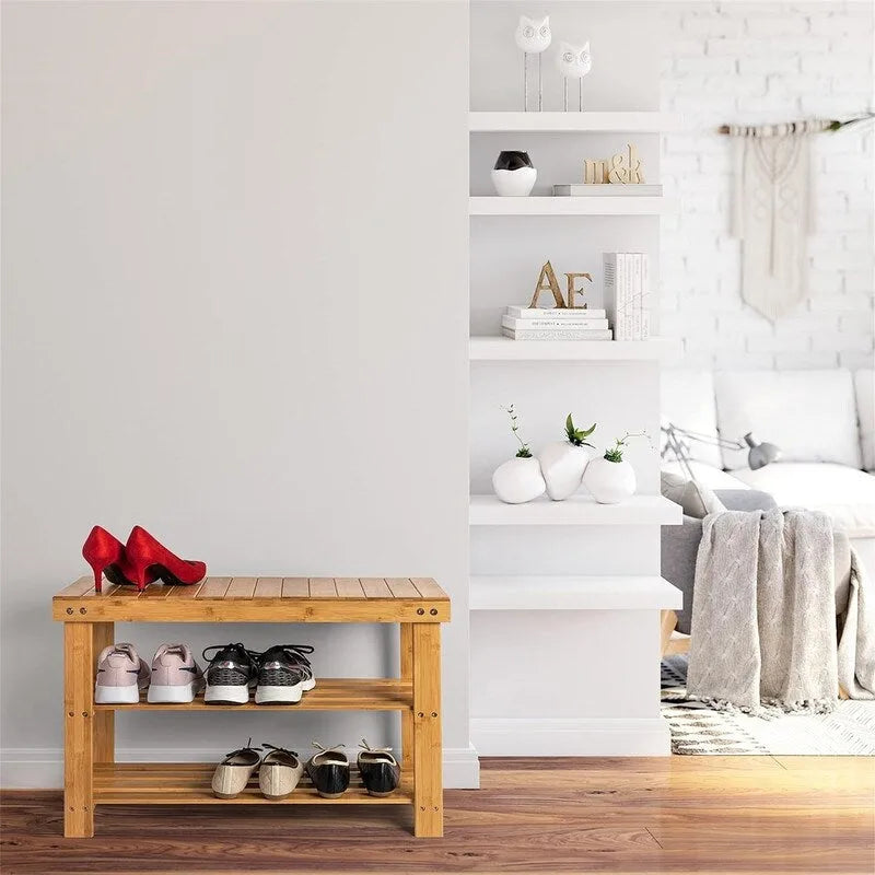 3 Tier Shoe Rack Small Bench - 11 D x 27.6 W x 17.7 H