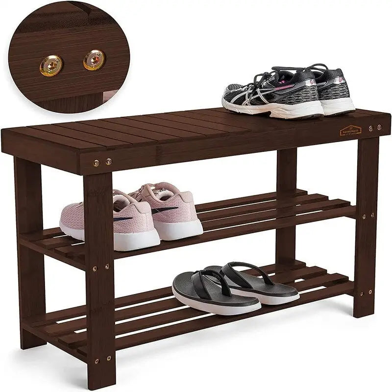 3 Tier Shoe Rack Small Bench - 11 D x 27.6 W x 17.7 H