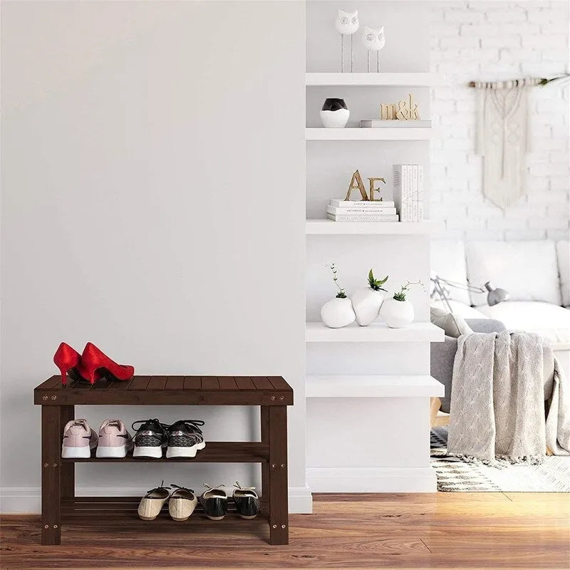 3 Tier Shoe Rack Small Bench - 11 D x 27.6 W x 17.7 H