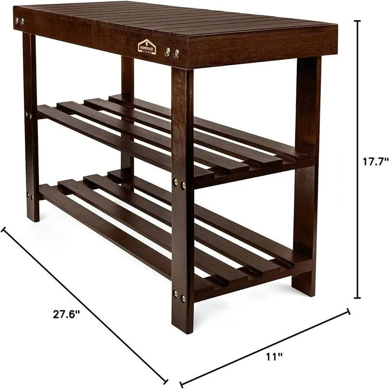 3 Tier Shoe Rack Small Bench - 11 D x 27.6 W x 17.7 H