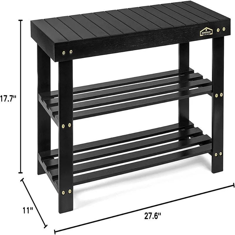 3 Tier Shoe Rack Small Bench - 11 D x 27.6 W x 17.7 H